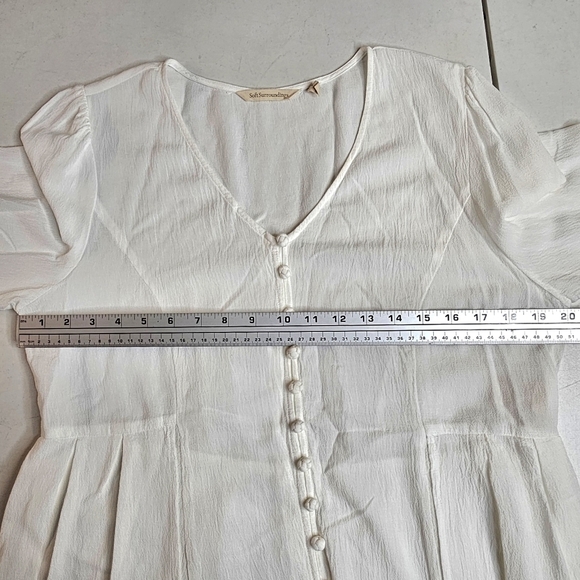 Soft Surroundings Small Boho Crinkle Button Front Off White Long Sleeve Blouse - Picture 9 of 16